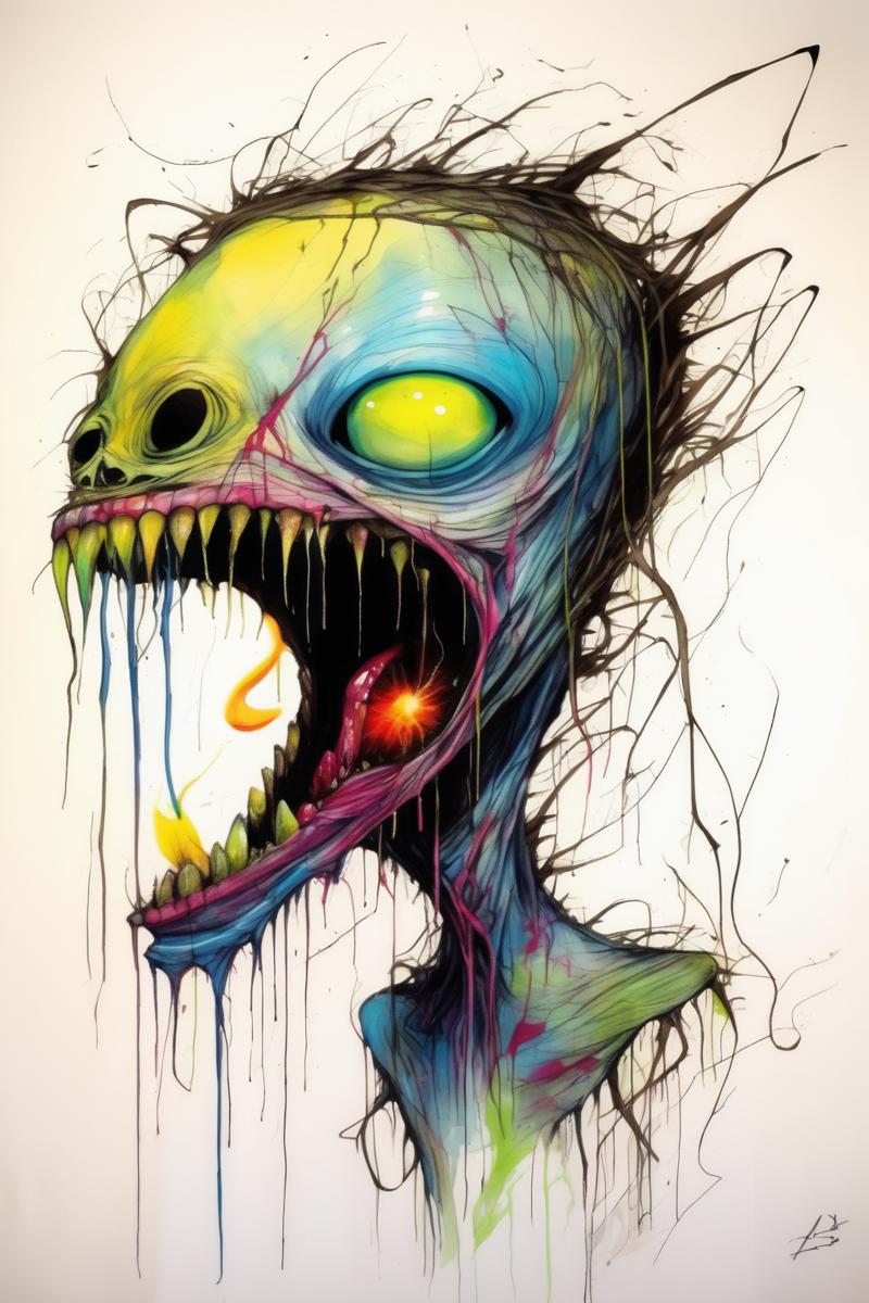 00276-1854941905-_lora_Alex Pardee Style_1_Alex Pardee Style - eerie portrait of a monster looking of its shoulder while fireflies coming out of.png